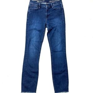 Madewell Skinny Skinny Ankle High Rise Raw Hem Dark Wash Denim Jeans Sz 25